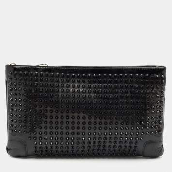 Christian Louboutin Black Patent and Leather Ruby Spike Clutch
