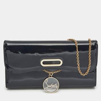 Christian Louboutin Dark Blue Patent Leather Riviera Chain Clutch