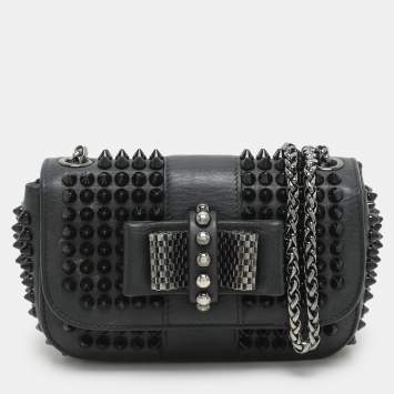 Christian Louboutin Black Leather Mini Spiked Sweet Charity Crossbody Bag