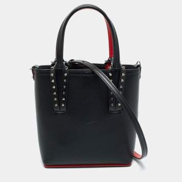 Pre Owned Christian Louboutin Black Leather Mini N/S Cabata Tote