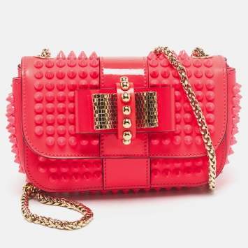 Pre Owned Christian Louboutin Neon Pink Leather Sweet Charity Crossbody Bag