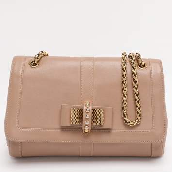 Pre Owned Christian Louboutin Beige Leather Sweet Charity Shoulder Bag