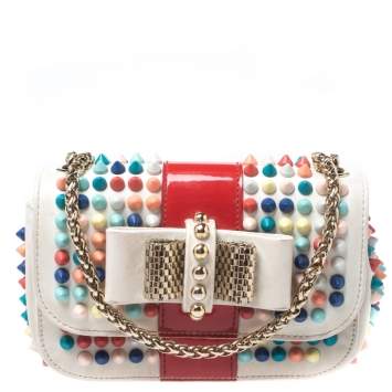 Pre Owned Christian Louboutin Multicolor Leather Mini Spiked Sweet Charity Crossbody Bag