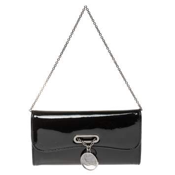 Pre Owned Christian Louboutin Black Patent Leather Riviera Clutch