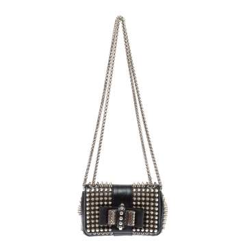 Pre Owned Christian Louboutin Back Leather Mini Spiked Sweet Charity Crossbody Bag