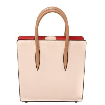 Pre Owned Christian Louboutin Beige Leather Small Paloma Studded Tote