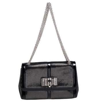 Pre Owned Christian Louboutin Black Suede and Patent Leather Sweet Charity Shoulder Bag