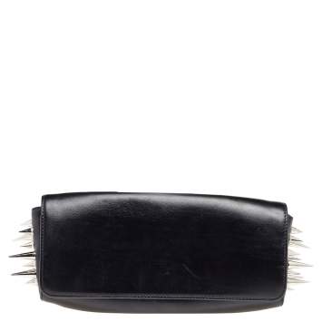 Pre Owned Christian Louboutin Black Leather Marquise Spike Clutch