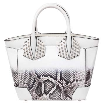 Pre Owned Christian Louboutin White Snakeskin Effect Leather Small Eloise Satchel