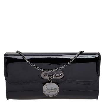 Pre Owned Christian Louboutin Black Patent Leather Riviera Clutch
