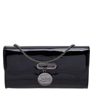 Pre Owned Christian Louboutin Black Patent Leather Riviera Clutch