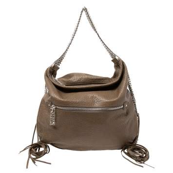 Pre Owned Christian Louboutin Dark Beige Leather Mariana Rider Hobo