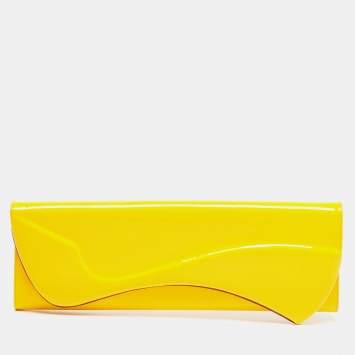 Pre Owned Christian Louboutin Yellow Patent Leather So Kate Clutch