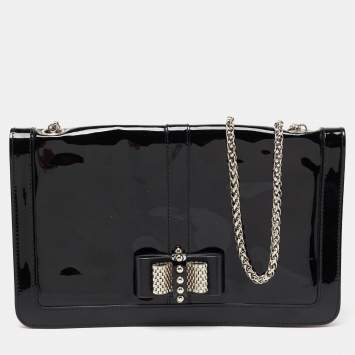 Pre Owned Christian Louboutin Black Patent Leather Sweet Charity Shoulder Bag