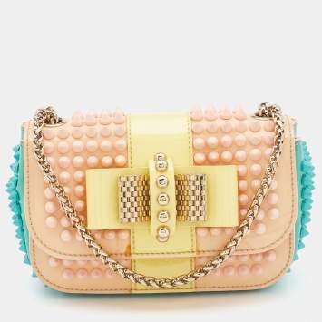 Pre Owned Christian Louboutin Multicolor Patent Leather Mini Spiked Sweet Charity Crossbody Bag