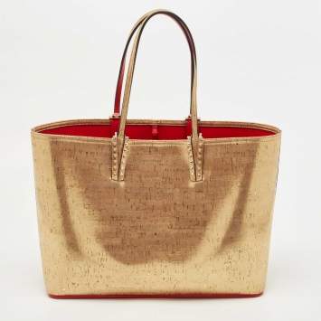 Pre Owned Christian Louboutin Gold Cork and Rubber East-West Cabata Tote