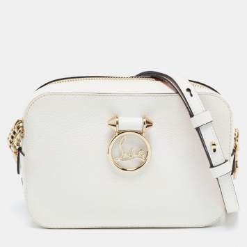 Pre Owned Christian Louboutin White/Red Leather Mini Rubylou Crossbody Bag 