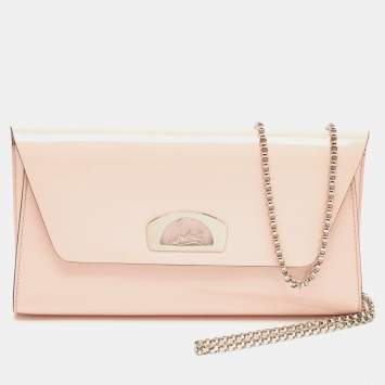 Vero Dodat nude patent leather clutch