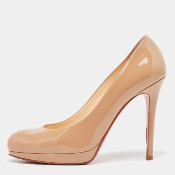 Pre Owned Christian Louboutin Beige Patent New Simple Pumps Size 36.5 