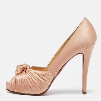 Pre Owned Christian Louboutin Pink Satin Greissimo Pumps Size 38.5