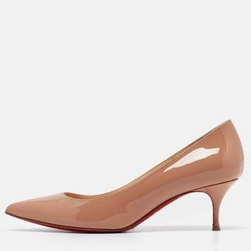 Pre Owned Christian Louboutin Beige Patent So Kate  Pumps Size 35.5