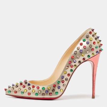 Pre Owned Christian Louboutin Brown Patent Pigalle Spikes Pumps Size 37