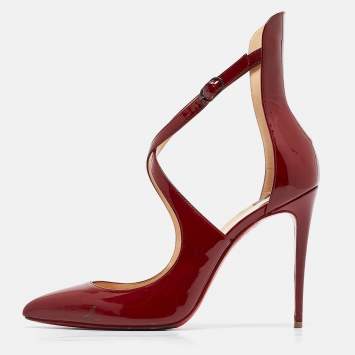 Pre Owned Christian Louboutin Burgundy Patent Leather Marlenarock Pumps Size 39.5