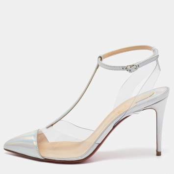 Pre Owned Christian Louboutin Transparent Nosy Ankle Strap Pumps Size 36.5