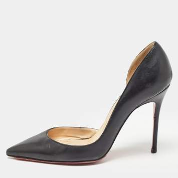 Pre Owned Christian Louboutin Black Leather Iriza Pumps Size 36