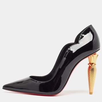 Pre Owned Christian Louboutin Black Patent Lipchick Pumps Size 38.5