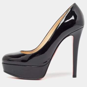 Pre Owned Christian Louboutin Black Patent Leather Bianca Pumps Size 35.5
