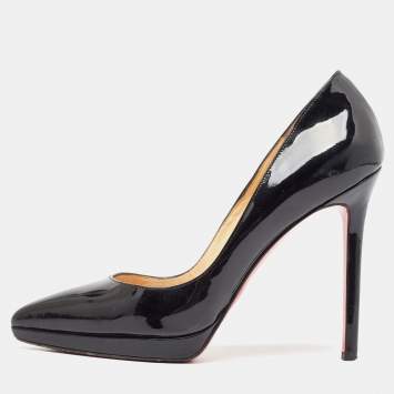 Pre Owned Christian Louboutin Black Patent Leather Pigalle Plato Pumps Size 38