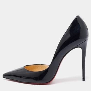 Pre Owned Christian Louboutin Black Patent Iriza  Pumps Size 39