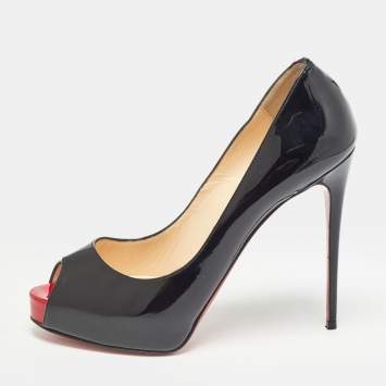 Pre Owned Christian Louboutin Black Patent Leather New Very Prive Pumps Size 37