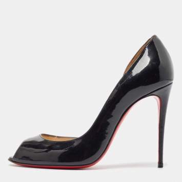 Pre Owned Christian Louboutin Black Patent Leather Demi You Pumps Size 38