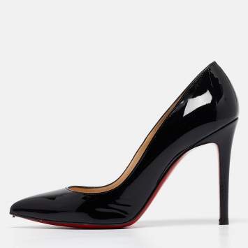 Pre Owned Christian Louboutin Black Patent Leather Pigalle Pumps Size 37.5