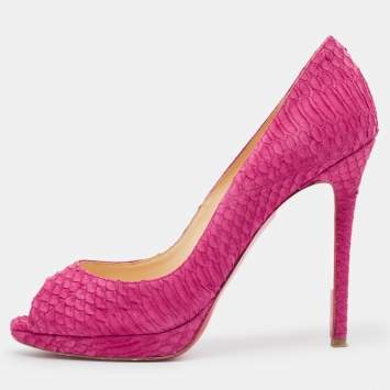 Pre Owned Christian Louboutin Pink Watersnake Nubuck Yolanda Pumps Size 39