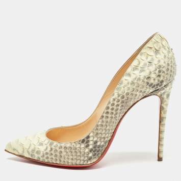 Pre Owned Christian Louboutin Light Yellow/Grey Python Pigalle Follies Pumps Size 39.5