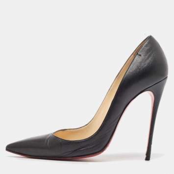 Pre Owned Christian Louboutin Black Leather So Kate Pumps Size 38.5