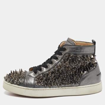 Pre Owned Christian Louboutin Metallic Leather Pik Pik Pik High Top Sneakers Size 40