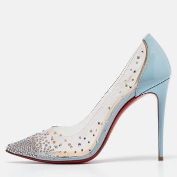 Pre Owned Christian Louboutin Blue Patent and PVC Degrastrass Pumps Size 39