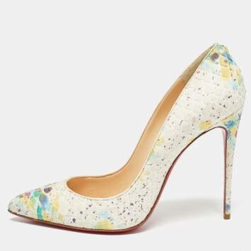 Pre Owned Christian Louboutin White Python Splash Print Pigalle Follies Pumps Size 41