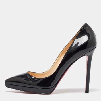 Pre Owned Christian Louboutin Black Patent Leather Pigalle Plato Pumps Size 39
