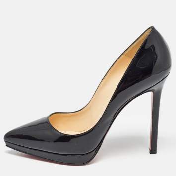 Pre Owned Christian Louboutin Black Patent Leather Pigalle Plato Pumps Size 37