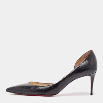 Pre Owned Christian Louboutin Black Patent Leather Iriza Pumps Size 41