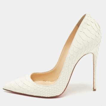 Pre Owned Christian Louboutin Off White Python So Kate Pumps Size 36.5