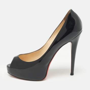Pre Owned Christian Louboutin Black Patent Leather Vendome Pumps Size 38