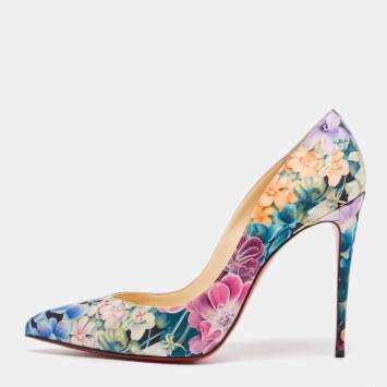 Pre Owned Christian Louboutin Multicolor Floral Satin Pigalle Follies Pumps Size 39