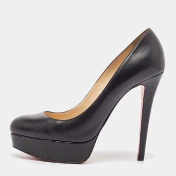 Pre Owned Christian Louboutin Black Leather Bianca Platform Pumps 39.5