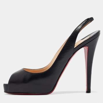 Pre Owned Christian Louboutin Black Leather No Prive Slingback Sandals Size 38